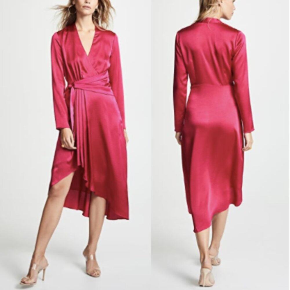 Equipment Asida Asymmetric Satin Dress in Amaranth